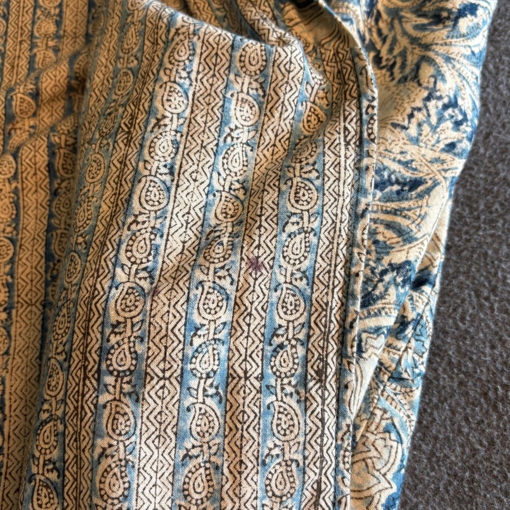 Pondicherri Blue Cream Floral Cotton Kimono Jacket Block Print India Womens OS - Picture 6 of 7